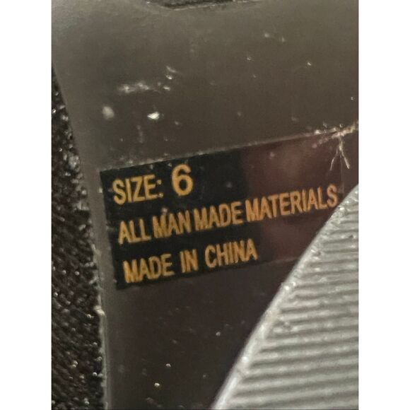 Qupid Black Sparkle Fabric Peep Toe Side Zip Block Heel Boots Size 6 - Picture 10 of 12